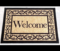 Ottomanson Rubber Back Doormat Collection, Floral Bordered Design,welcome51x76cm