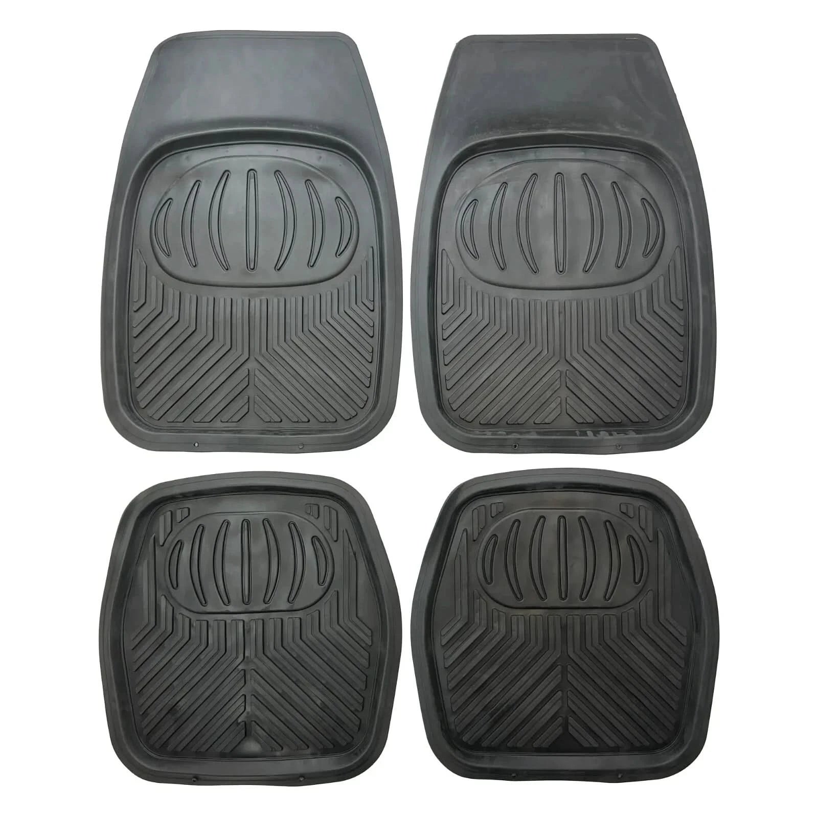 Heavy Duty Universal Car Floor Mats Black Rubber Deep Tray Mud Mats Set of 4 HD