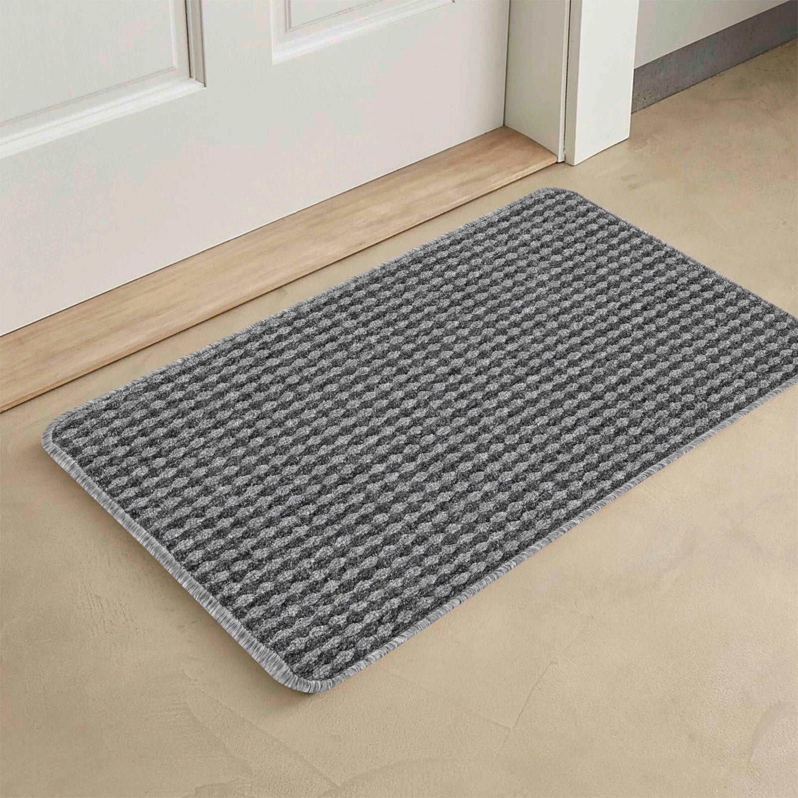 Washable Door Mats Non Slip Stripe Kitchen, Corridor, Hallway Runners Grey