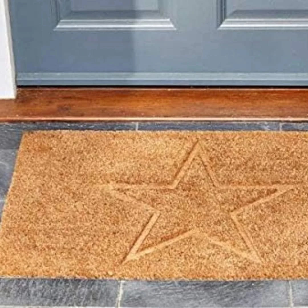Large Heavy Duty Natural Coir Star Struck Door Mat Indoor Outdoor Entrance Home