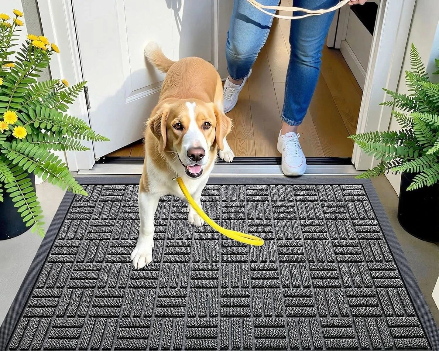 Heavy Duty Front Door Mat 29x17 Non Slip Rubber Doormat Indoor Outdoor Entry