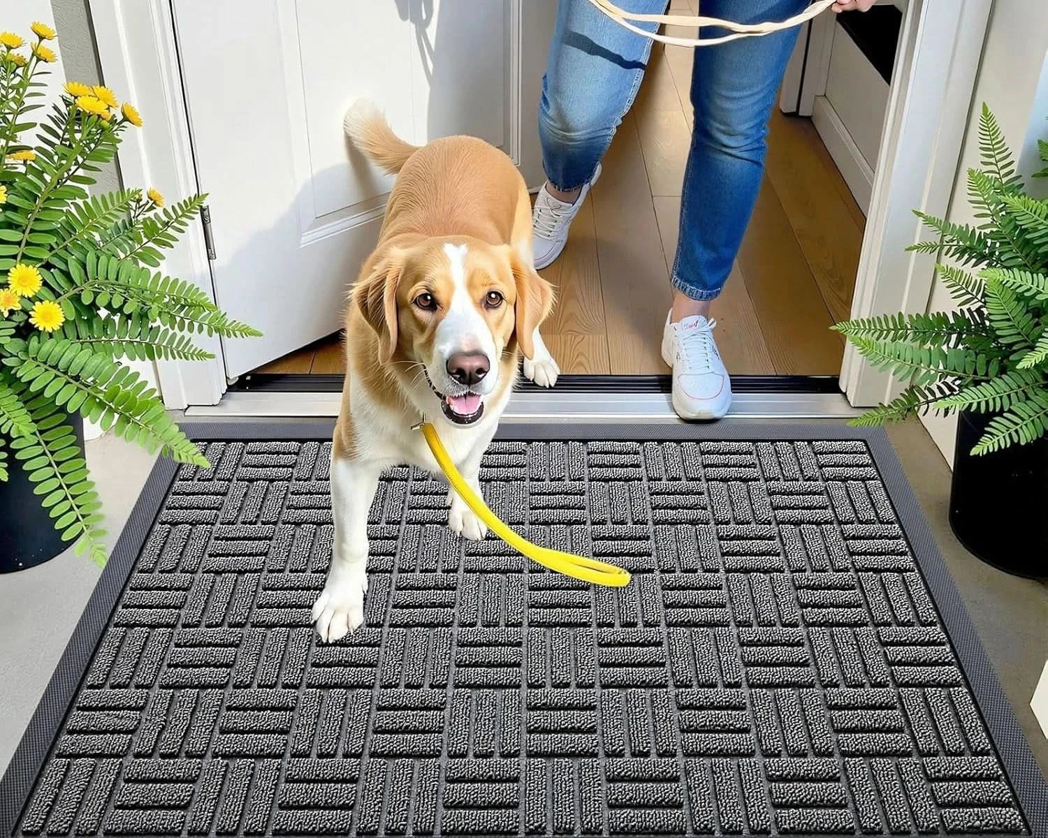 Heavy Duty Front Door Mat 29x17 Non Slip Rubber Doormat Indoor Outdoor Entry