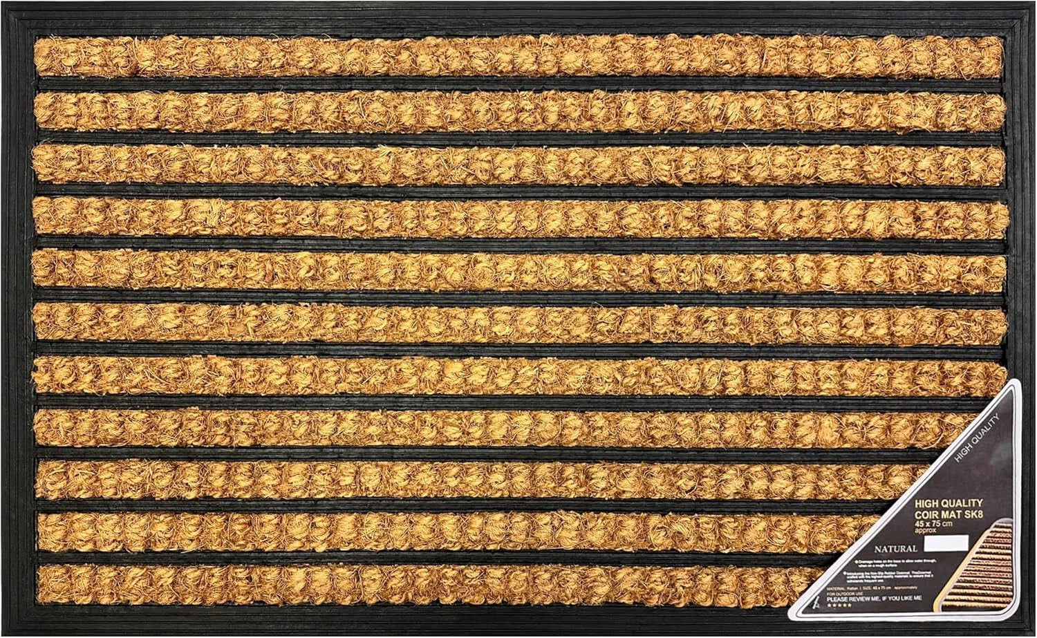Weave Coir Door Mat Heavy Duty Entrance Floor Mat Outdoor Anti Slip 45 x 75 cm