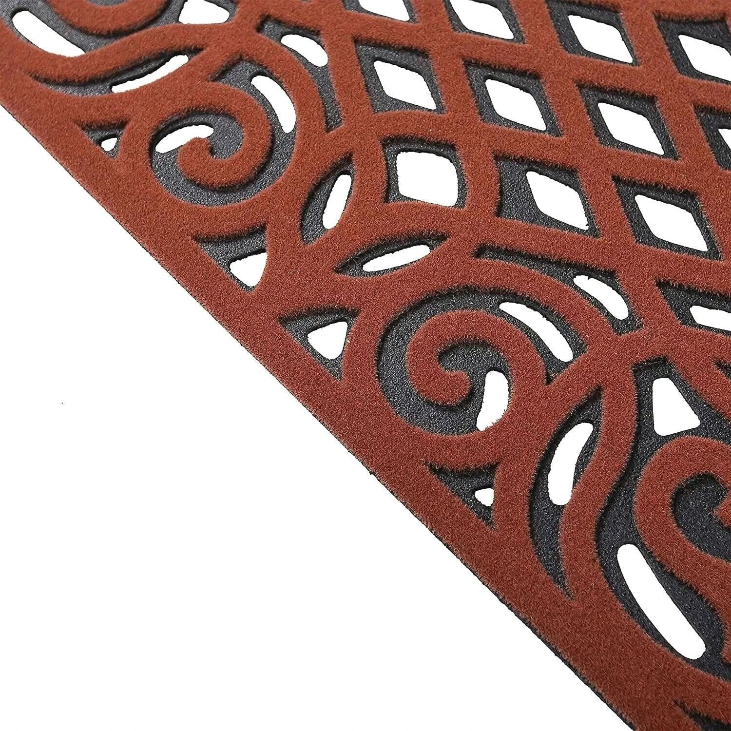 Victorian Terracotta Recycled Rubber Door Mat Outdoor Non-Slip Entrance Mat