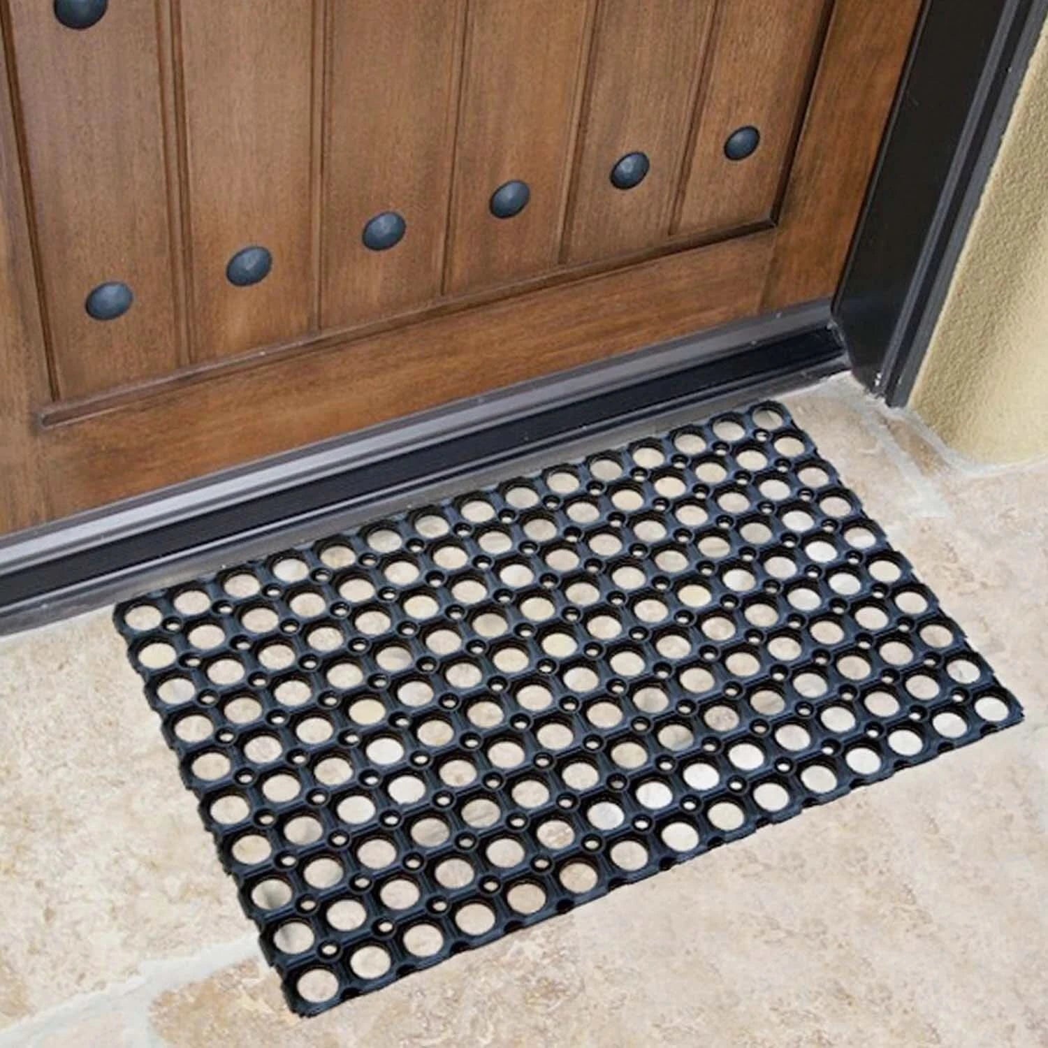 Large Door Mat Heavy Duty Entrance Hollow Rubber Mat Outdoor Non Slip 50x100cm