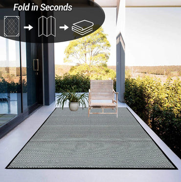 Outdoor Rug Large Waterproof Plastic Patio Mat for Garden Camping & Balcony Lawn