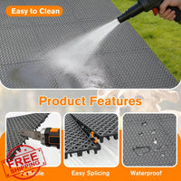 Bhyhok 12Pcs Grey Dog Kennel Flooring Interlocking Drainage
