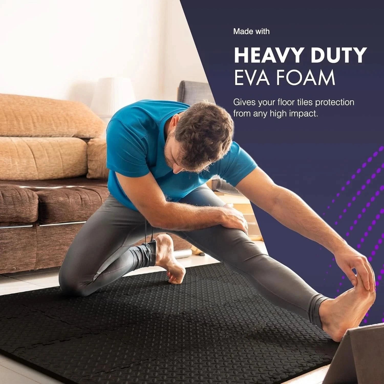24PCS Gym Floor Nonslip Mats, Interlocking, EVA Foam Exercise Floor Tiles