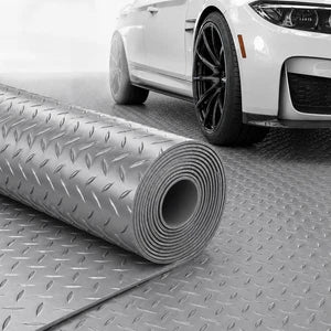 4X10 FT Garage Floor Mat, 2.8Mm Thickened Diamond Plate PVC Rubber Heavy Duty Fl