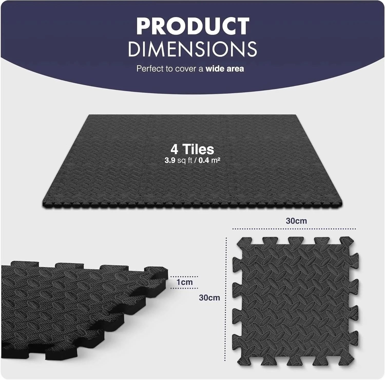 24PCS Gym Floor Nonslip Mats, Interlocking, EVA Foam Exercise Floor Tiles
