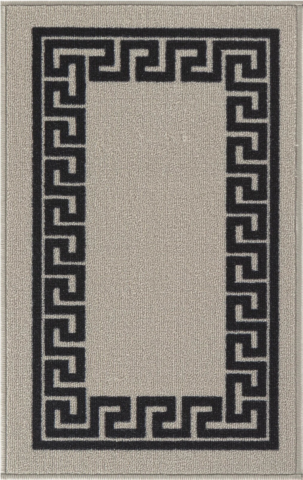 Door mat Washable Non Slip Greek Key Kitchen & Hall Runners Grey - Black