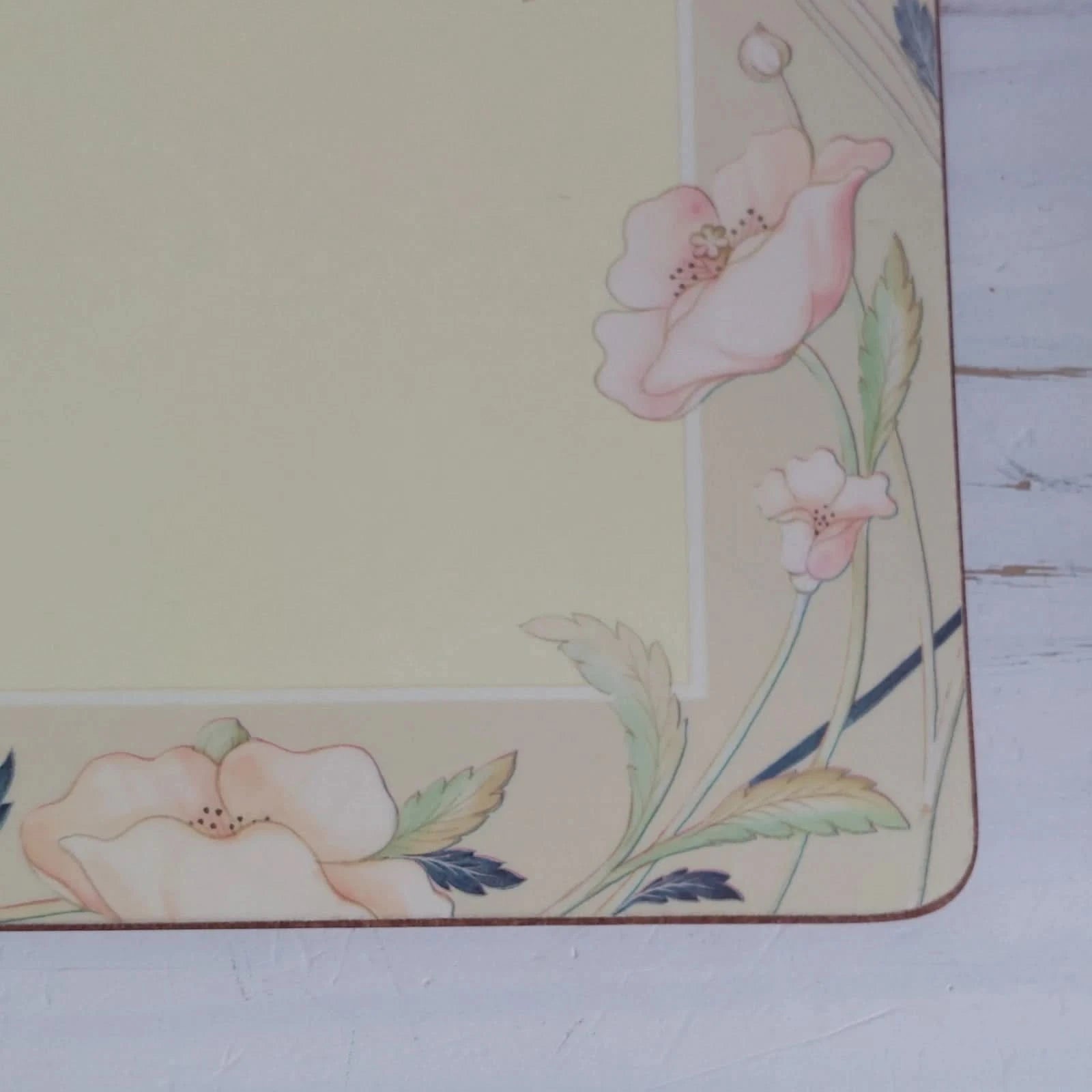 Pimpernel Place Mats X4 Nouveau Taupe Design Imperfect Rectangle Floral Poppy