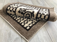 Machine Washable Non Slip Floral Design Doormat Mat Biscuit Dark Beige Brown Rug