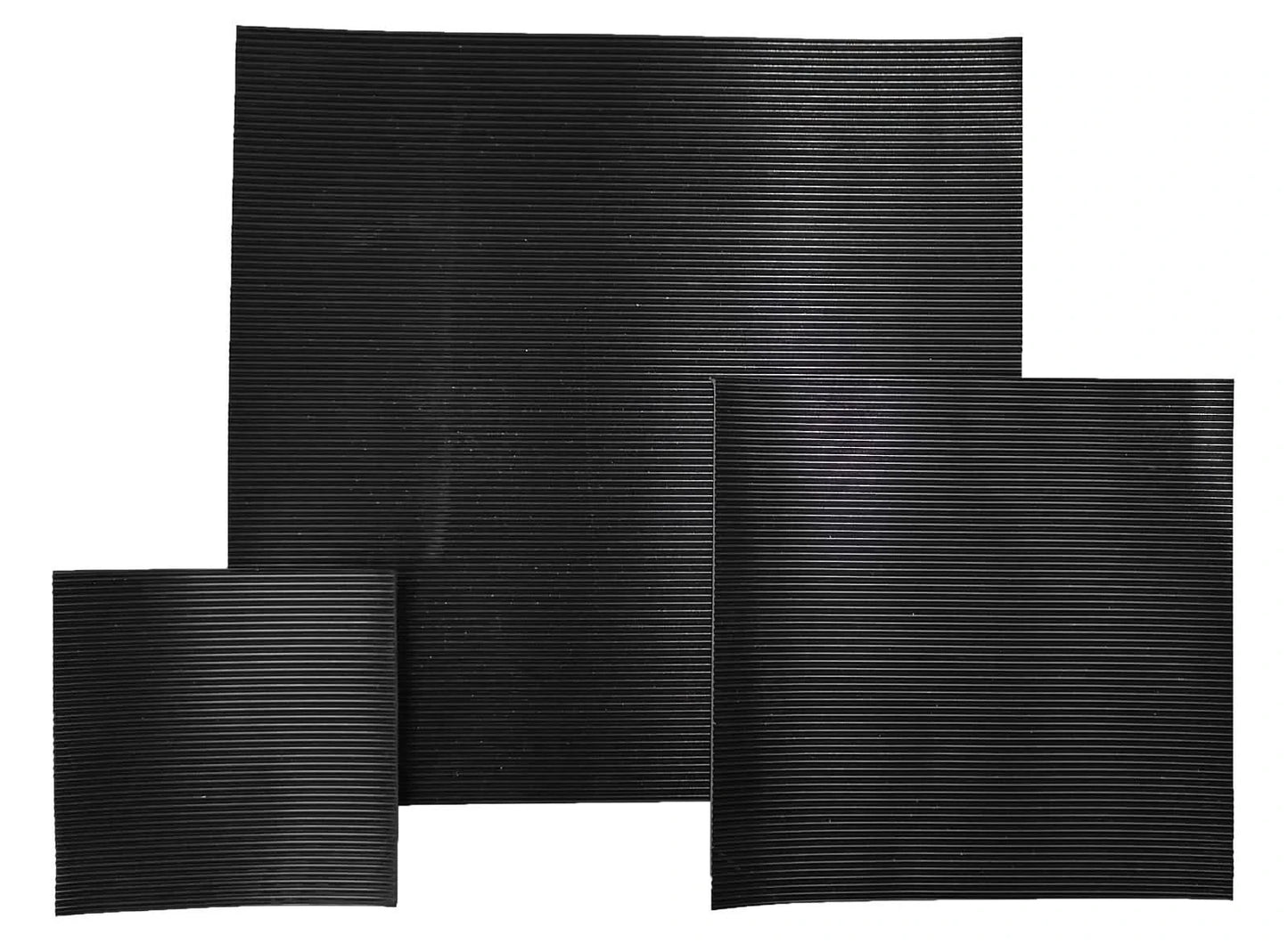 BLACK FINE RIBBED/FLUTED RUBBER MATTING 3MM & 6MM THICK ANTI SLIP VARIOUS SIZES