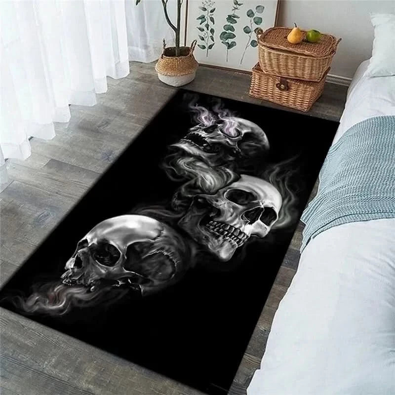 Gothic Skull Print Rectangular Floor Mat Non Slip Area Rug