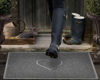 Indoor or Outdoor Door Mat Home Heart Logo Spaghetti Coil Doormat in Dark Grey