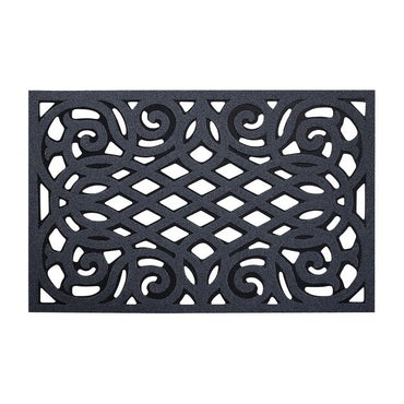 Rubber Door Mat Black Cast Iron Style Outdoor Entrance Floor Mud Mat Rug 75x45cm