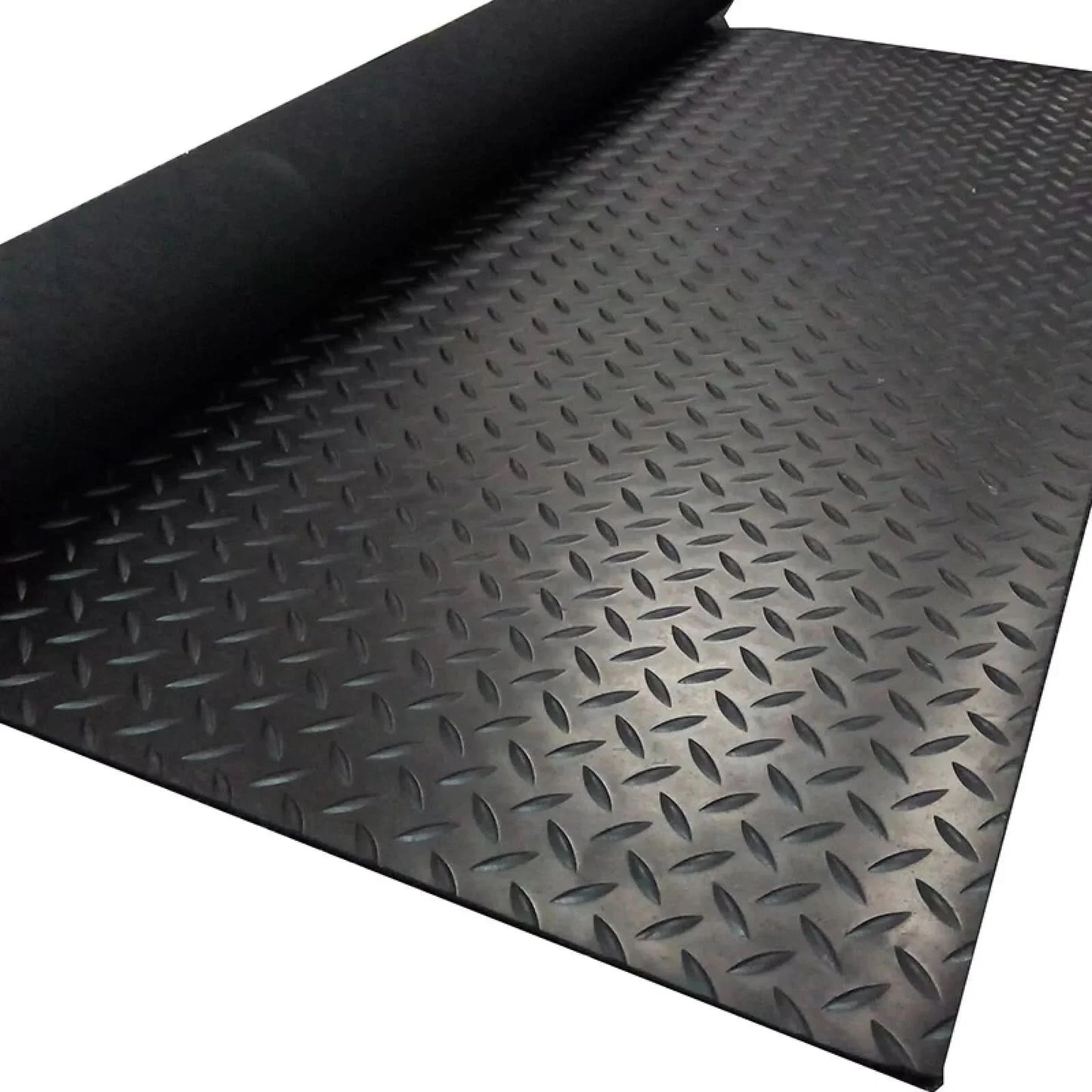 3MM Checker Rubber Flooring Matting Heavy Duty Black Mat Garage Large Diamond 2m