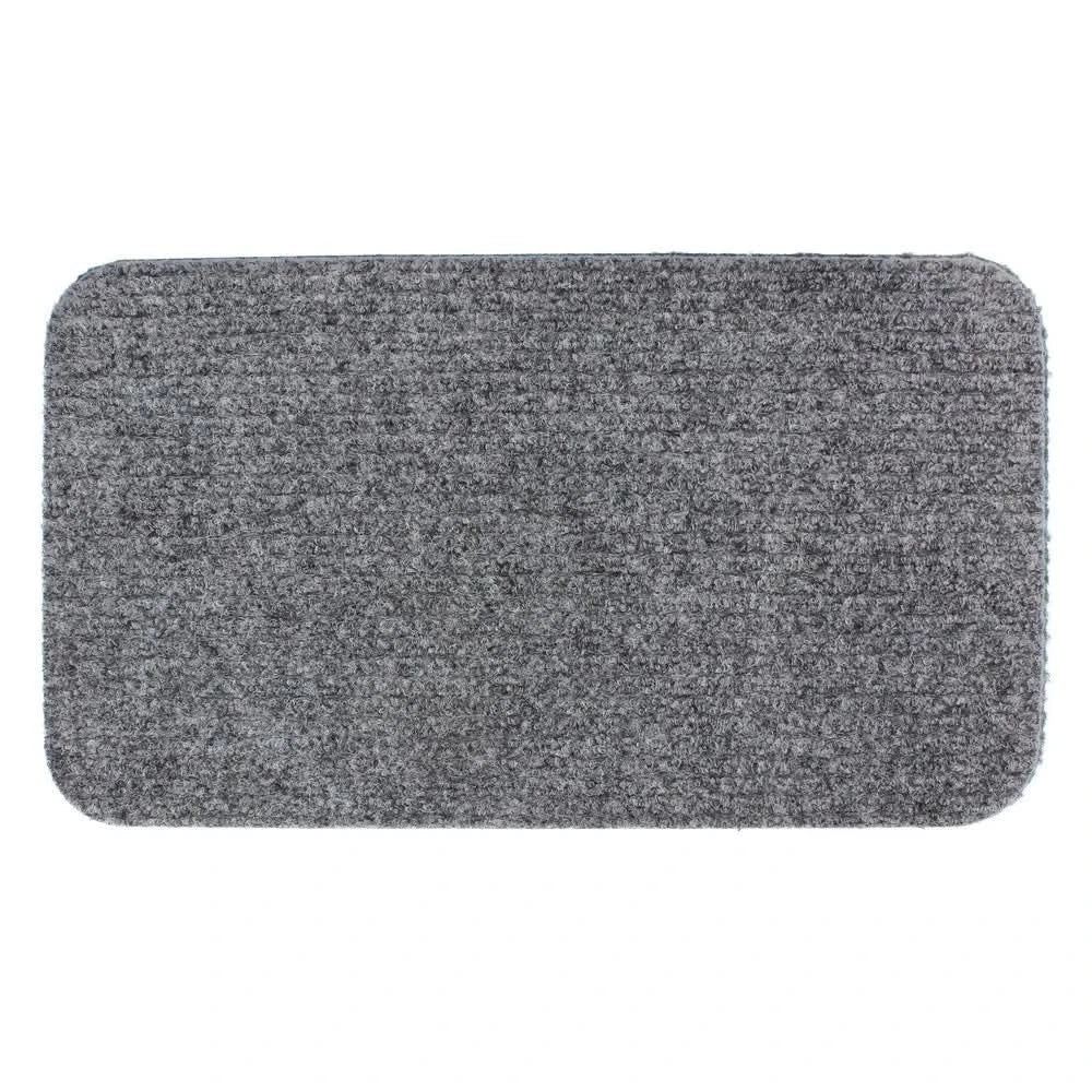 JVL Delta Ribbed Lightweight Indoor Entrance Door Mat, Charcoal, Grey, Brown