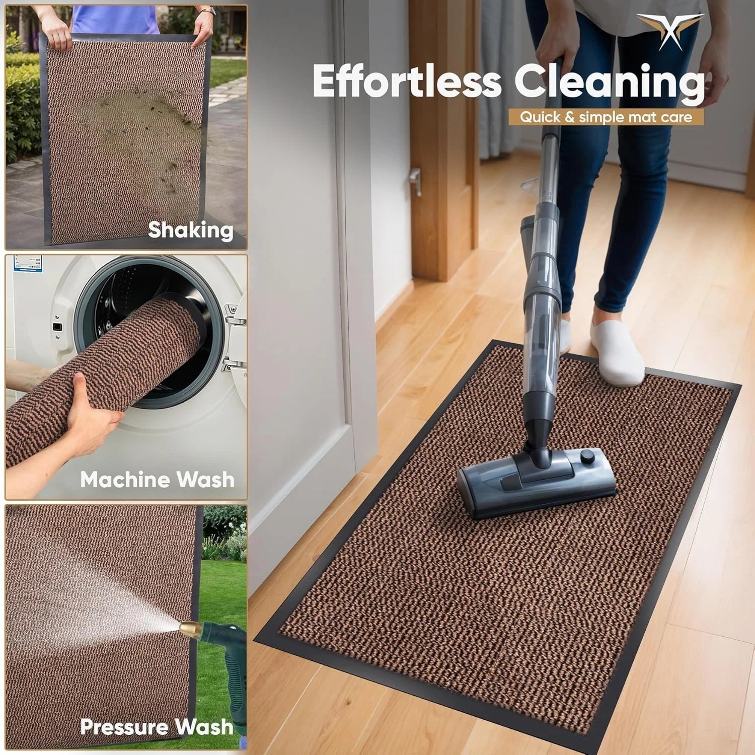 Non-Slip Door Mat 40x60cm - Heavy Duty Washable & Dust-Grabbing Design