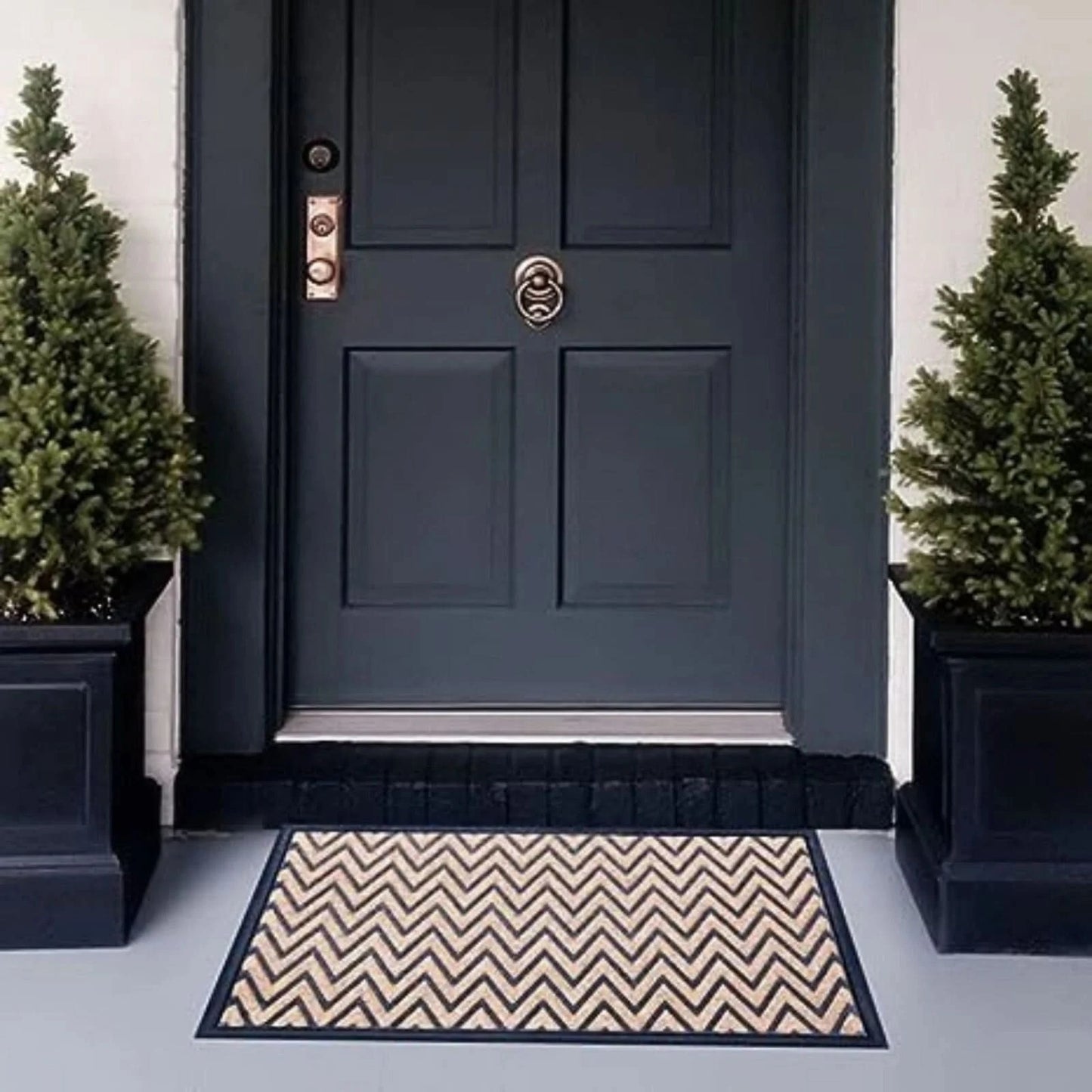 Trendy Welcome Zigzag Door Mat Non-Slip Rubber Backing Rug Kitchen Hallway 40x60