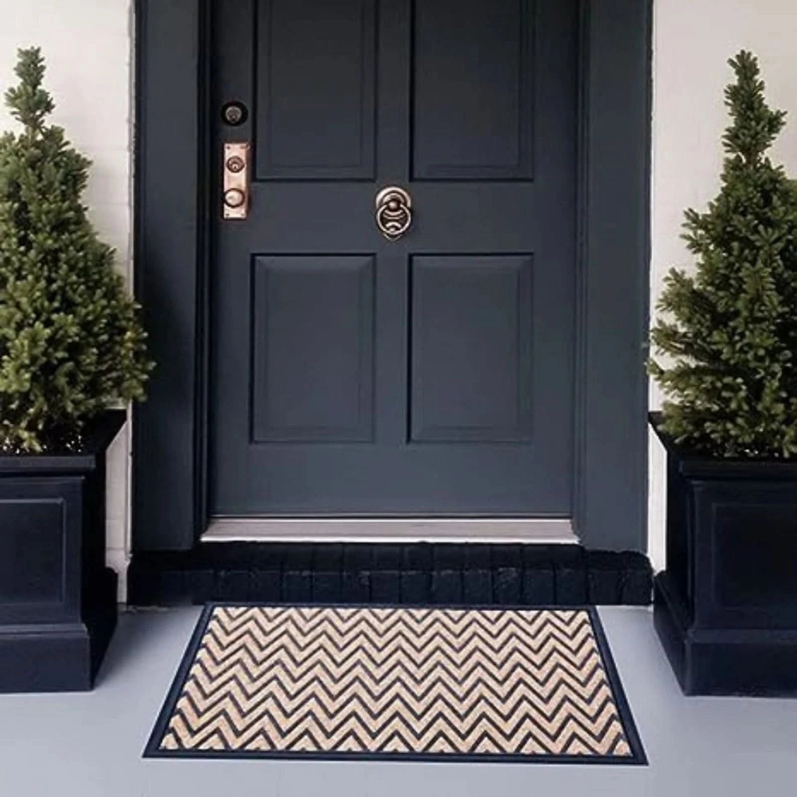 Trendy Welcome Zigzag Door Mat Non-Slip Rubber Backing Rug Kitchen Hallway 40x60