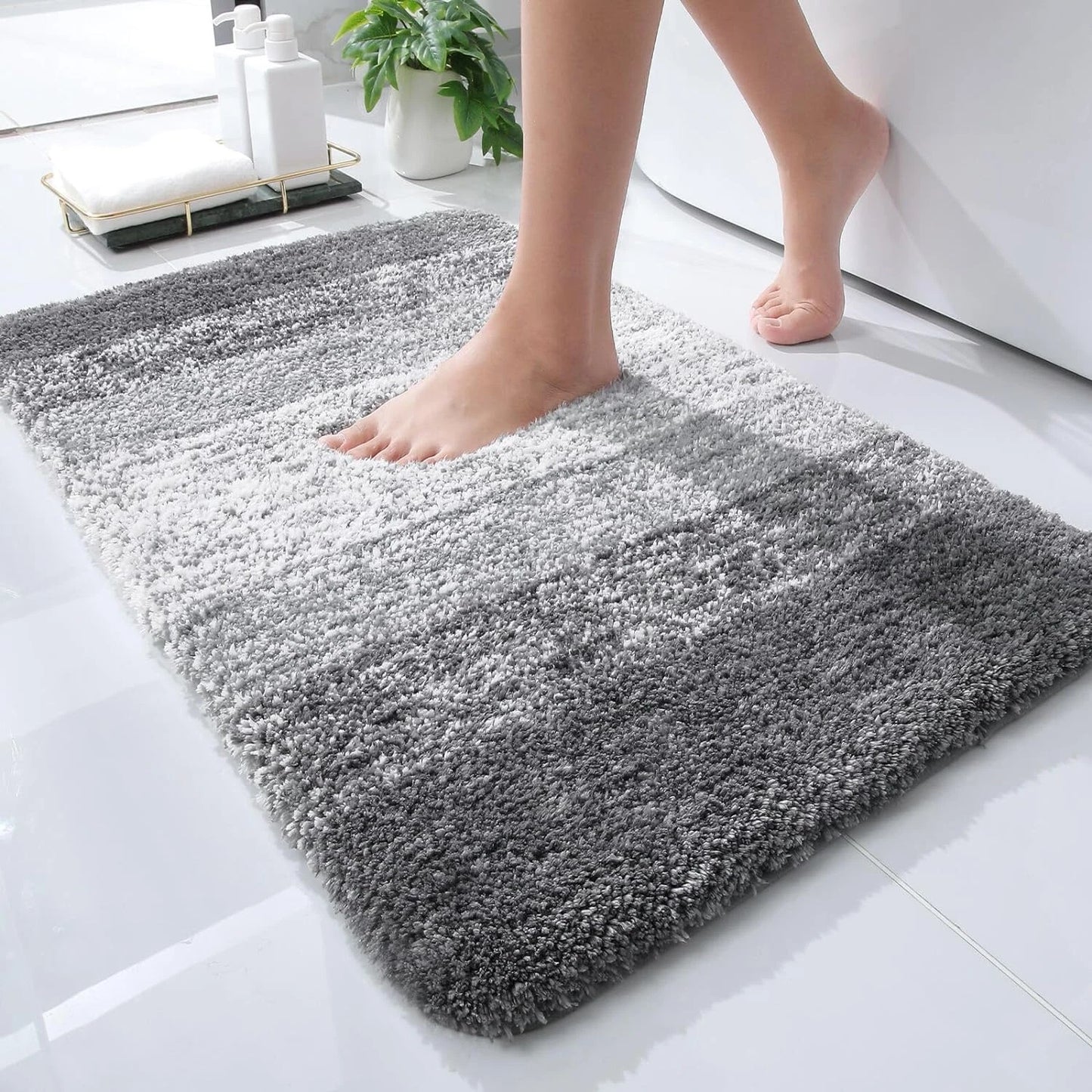OLANLY Bathroom Rugs Mat 24X16, Extra Soft Absorbent Microfiber Bath Rugs,Rubber