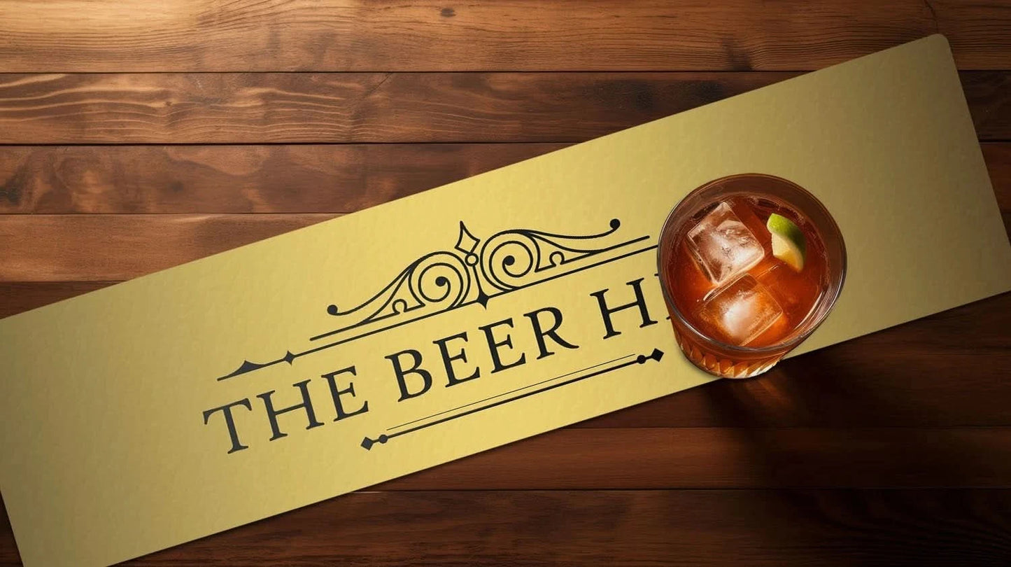 Personalised Bar Runner Ideal for Home Bar, Pub or Café - with Custom Text 70