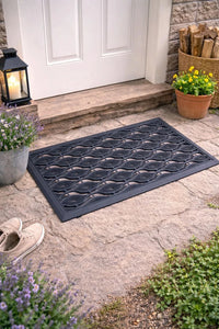 Non Slip Door Mat Rubber Diamond Black Large Welcome Mat Outdoor Heavy Duty