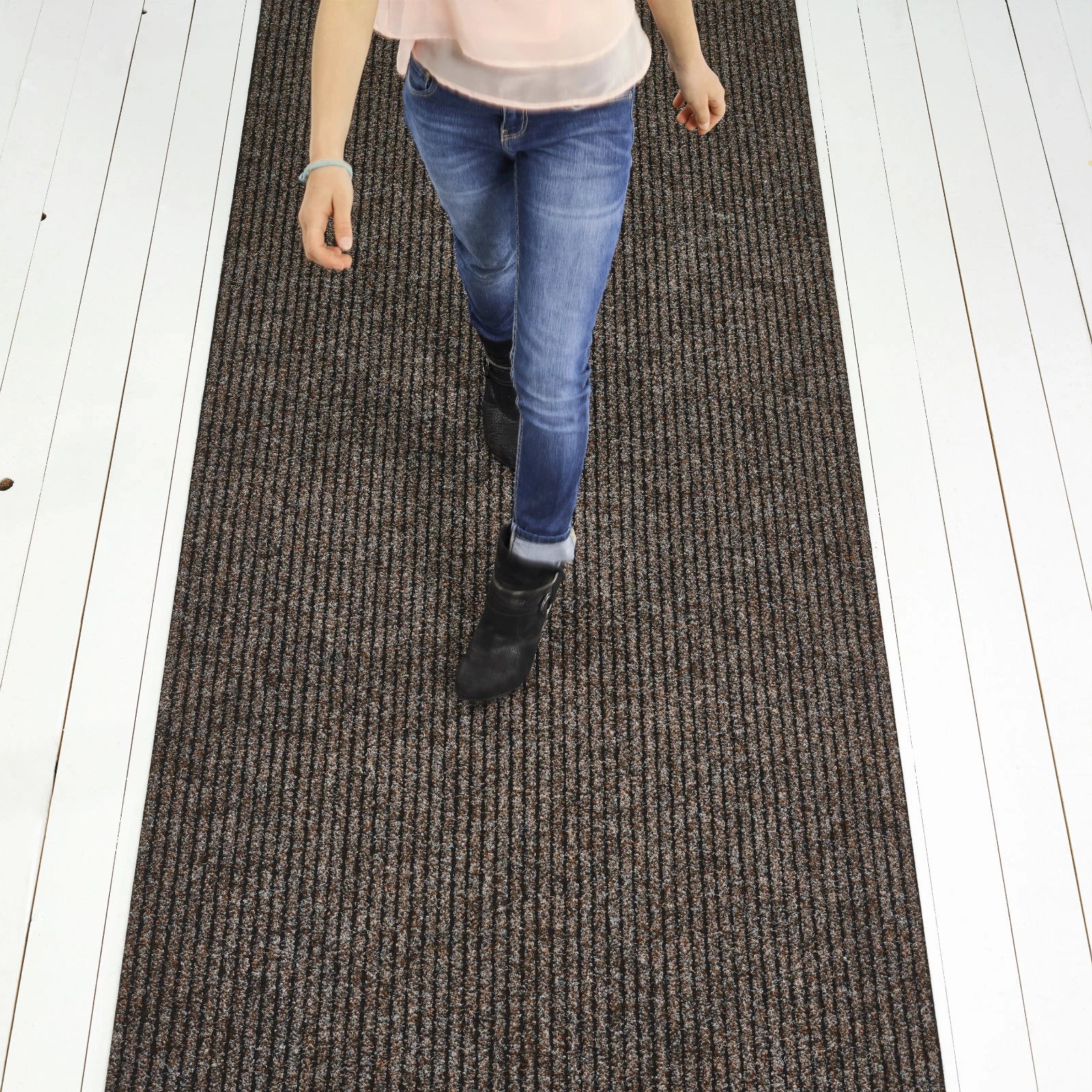 Anthracite Entrance Matting - Ribbed Door Mat - Reception Doorway - Brown Black
