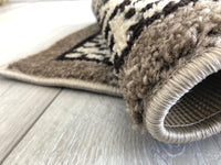 Machine Washable Non Slip Floral Design Doormat Mat Biscuit Dark Beige Brown Rug