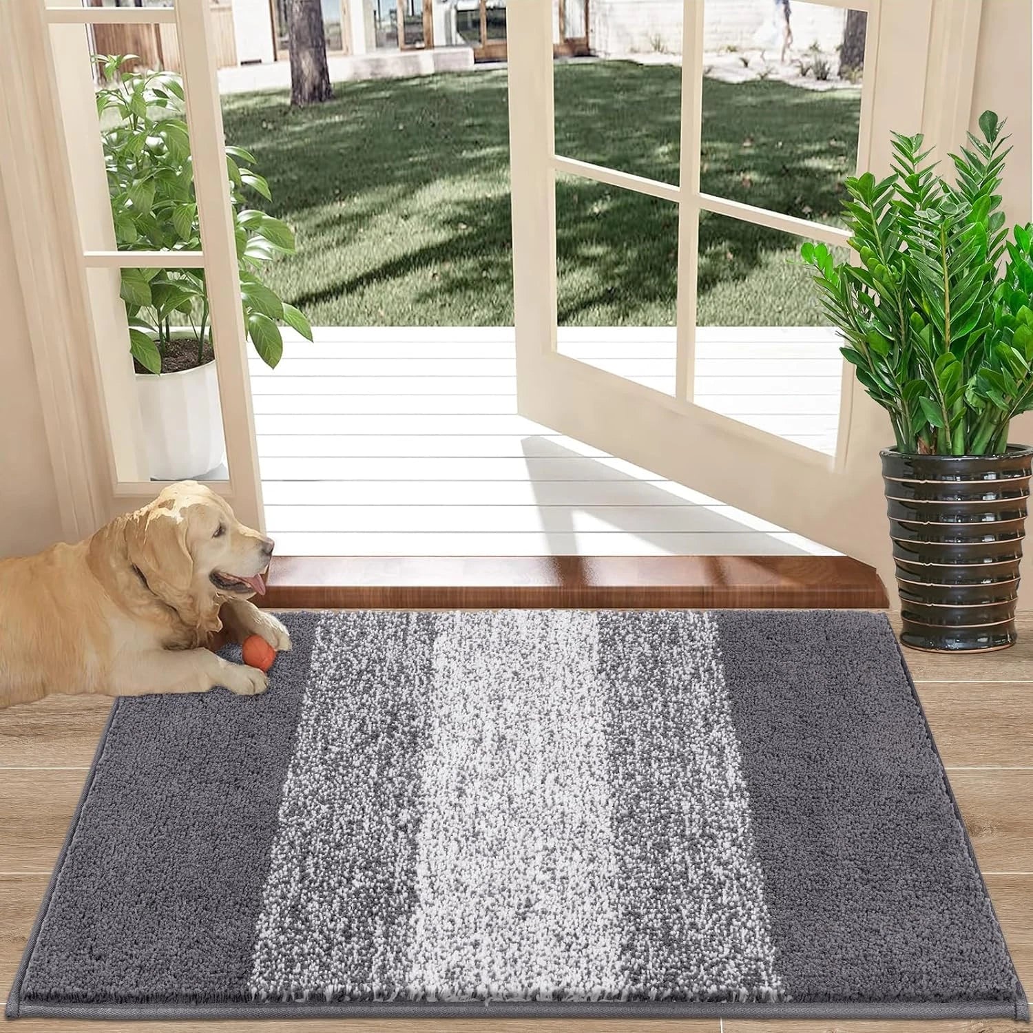 Grey Indoor Doormat 20"x32" Non-Slip Absorbent Mud Trapper Entryway Floor Mat