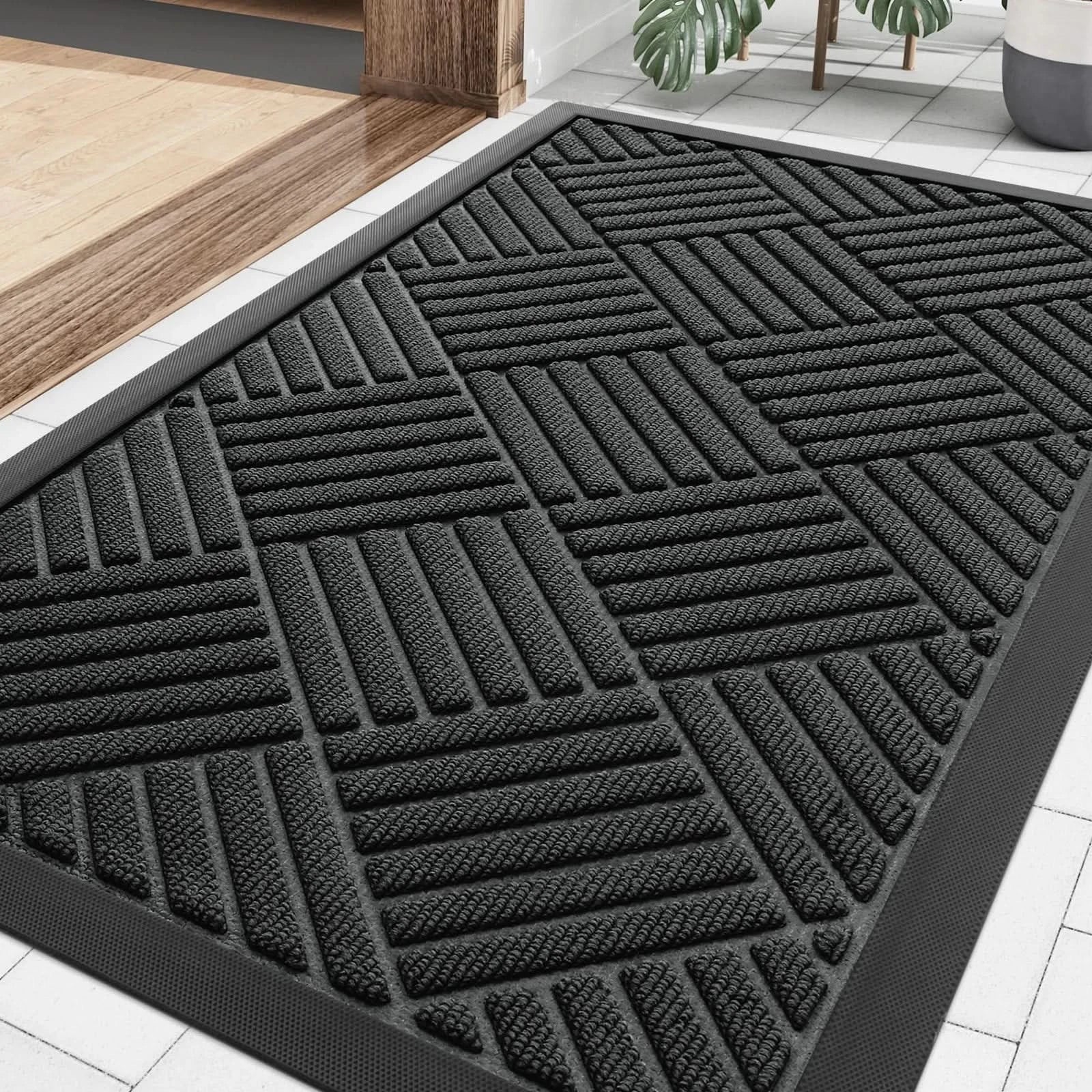 Heavy Duty Non-Slip Rubber Doormat for Outdoor Entrance, 29.5x17 Inches