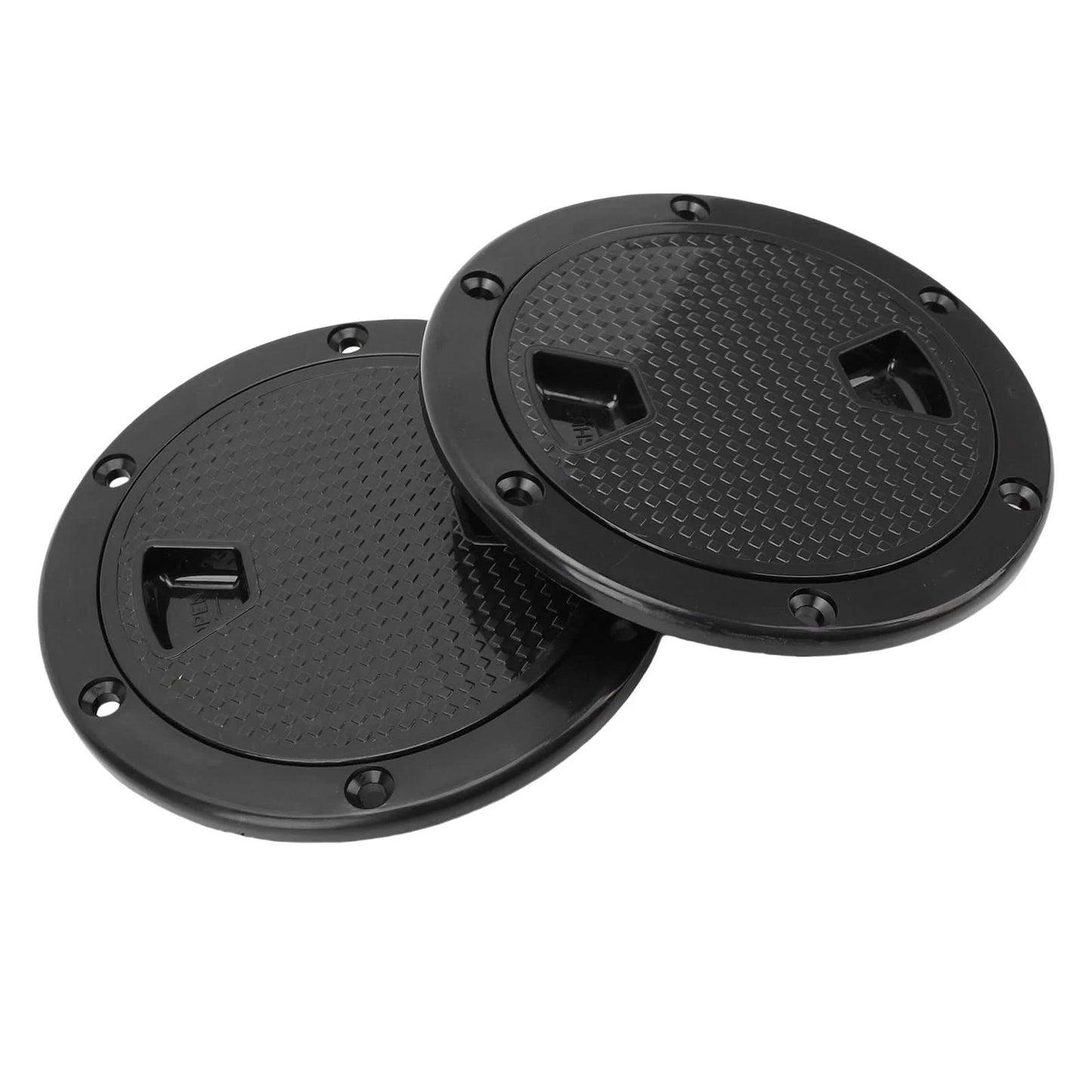 (Black)2PCS Boat Deck Plates Non Slip Round Shape Thickened Rubber Ring