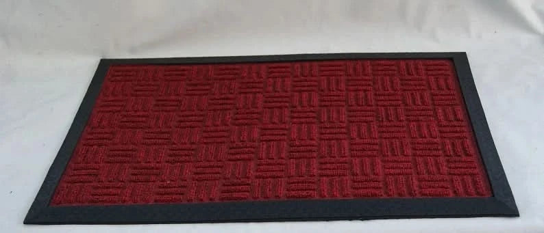 Heavy Duty Rubber Anti Fatigue Thick Red Door Mat Criss Cross Polypropylene