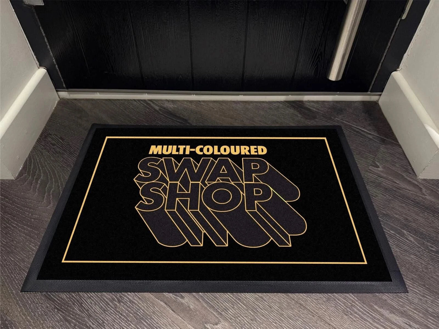 Swap Shop Black Door Floor Mat House Garage Sign Workshop