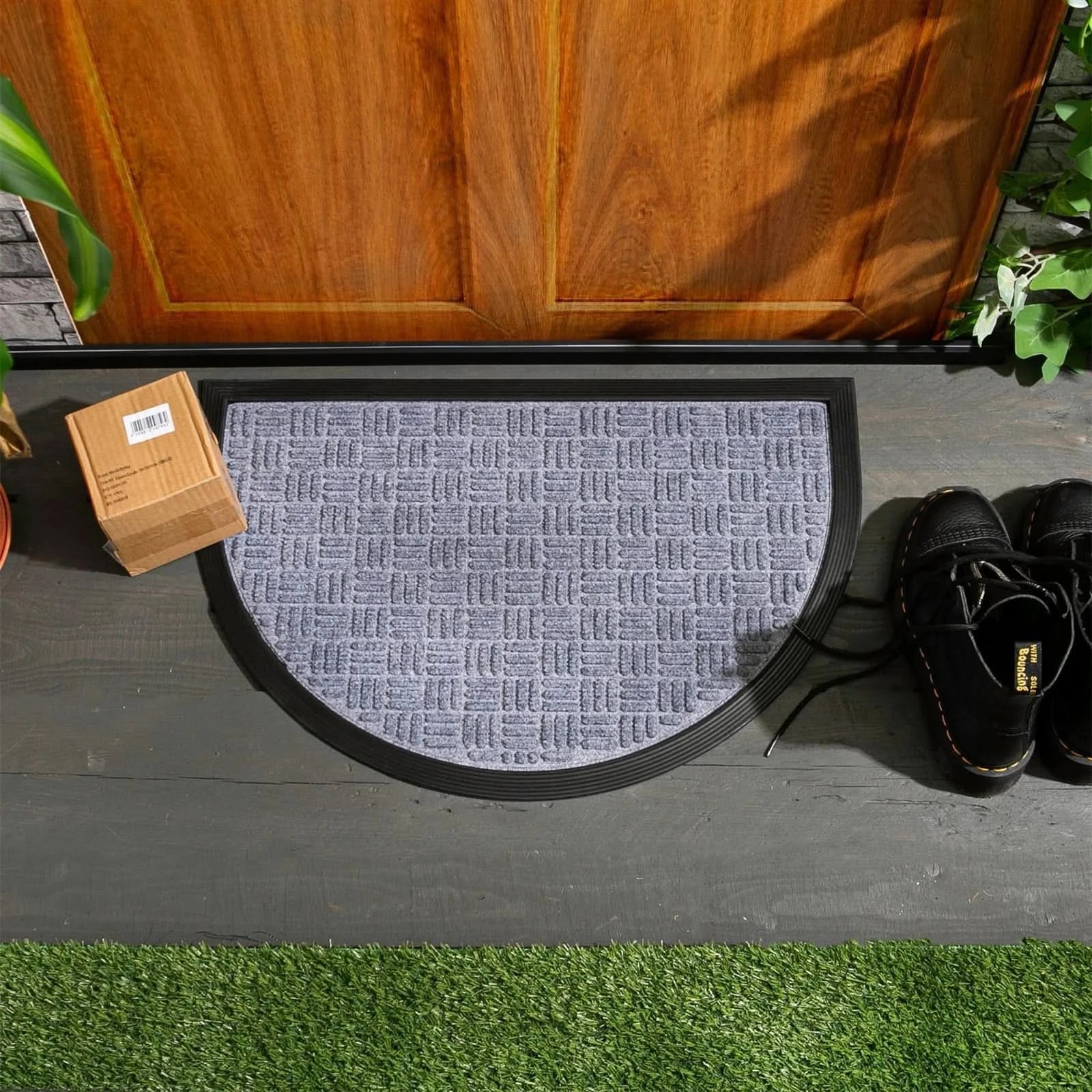 2x Heavy Duty Door Mats Extra Tough Indoor Outdoor Office Mats 60 x 40cm Grey