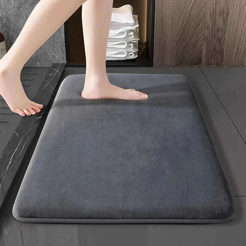 Super Absorbent Bathroom Floor Mat Non Slip Coral Velvet Bath Door Rug UK