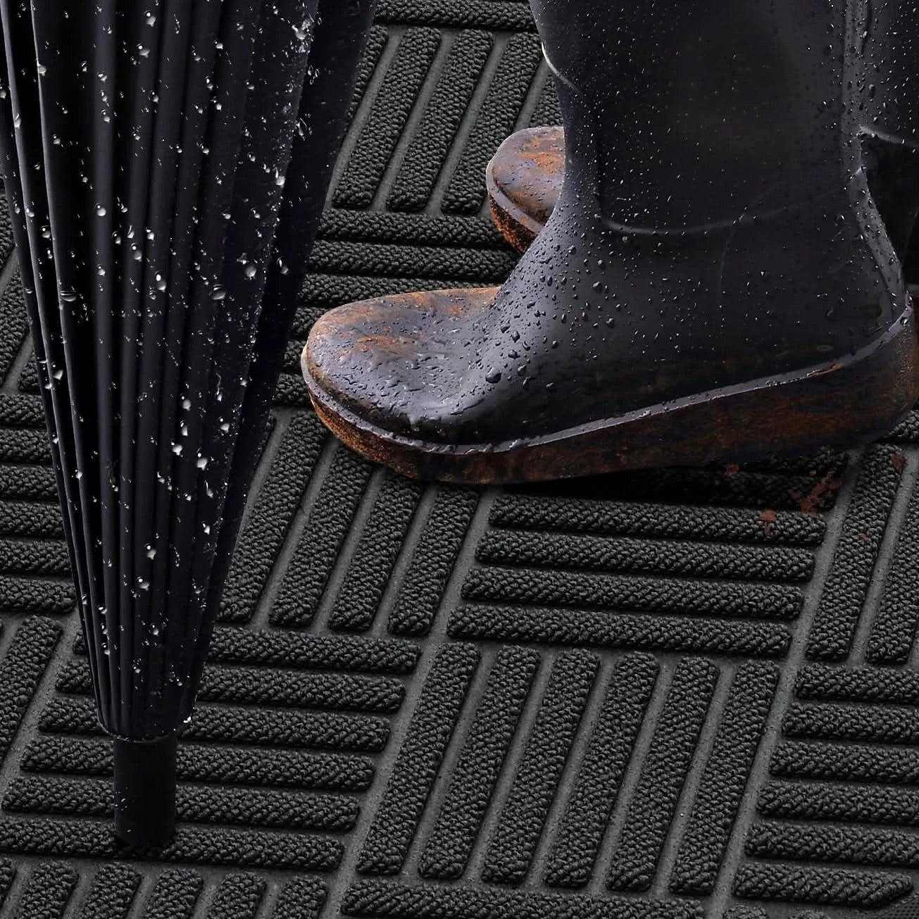 Heavy Duty Non-Slip Rubber Doormat for Outdoor Entrance, 29.5x17 Inches
