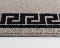 Door mat Washable Non Slip Greek Key Kitchen & Hall Runners Grey - Black