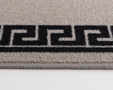 Door mat Washable Non Slip Greek Key Kitchen & Hall Runners Grey - Black