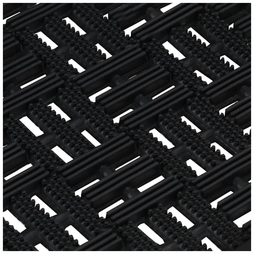 Door Mat Black Rubber 45x75cm 10mm Non-Slip Drainage Entrance Mat Heavy-Duty Pro