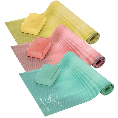 Yoga Pilates Exercise Mat & Block Non Slip Cushion Comfort Support Workout DM