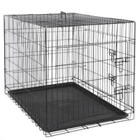 42" Dog Crate Kennel Folding Metal Pet Cage Indoor Outdoor Black 1-2 Door