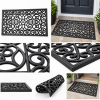 Decorative Rubber Door Mat Outdoor Indoor Heavy Duty Entrance Floor Mat 45x75cm