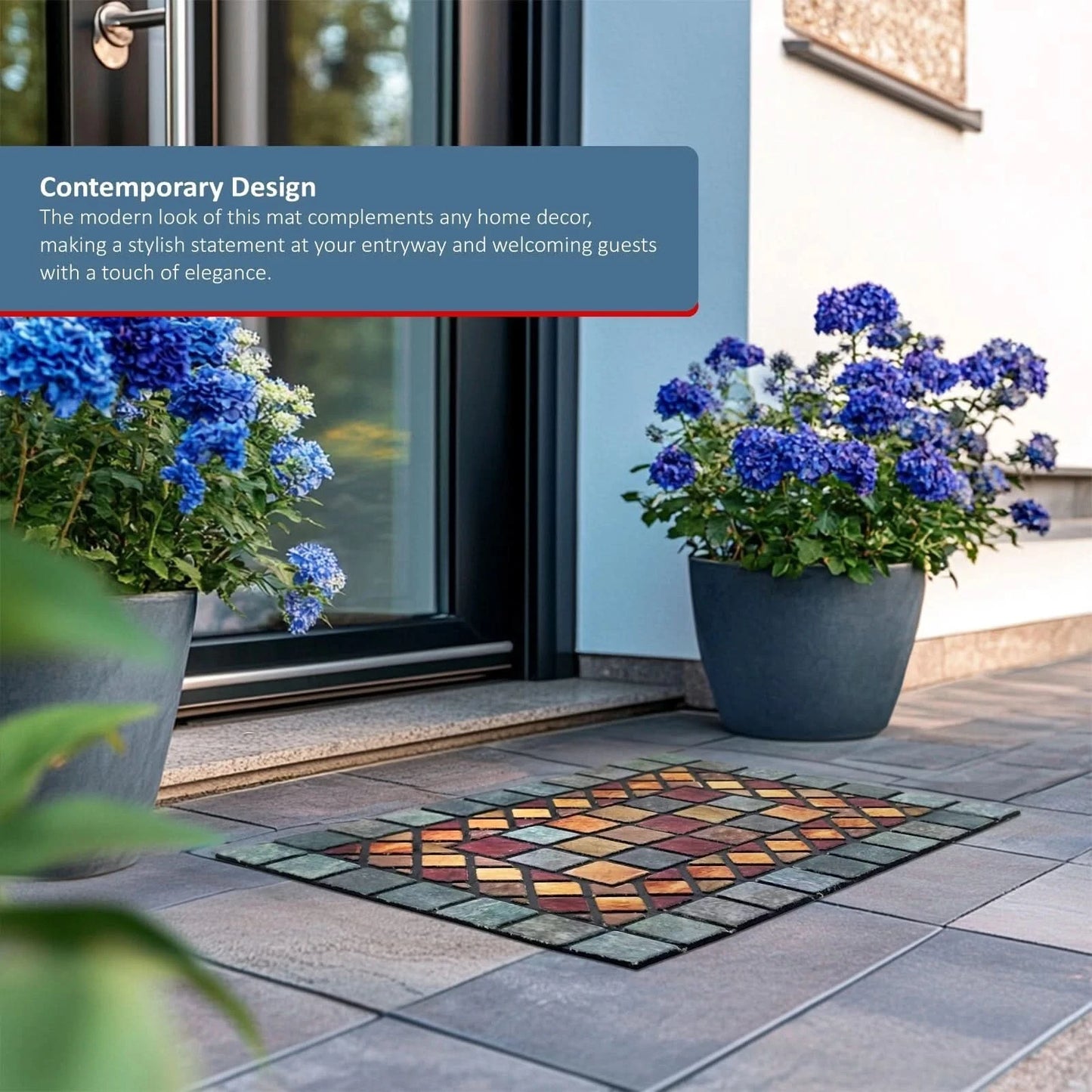 Elegant Tile Mat Barrier Doormat Eco-Friendly Scrape and Non-Slip Doormat75x44cm
