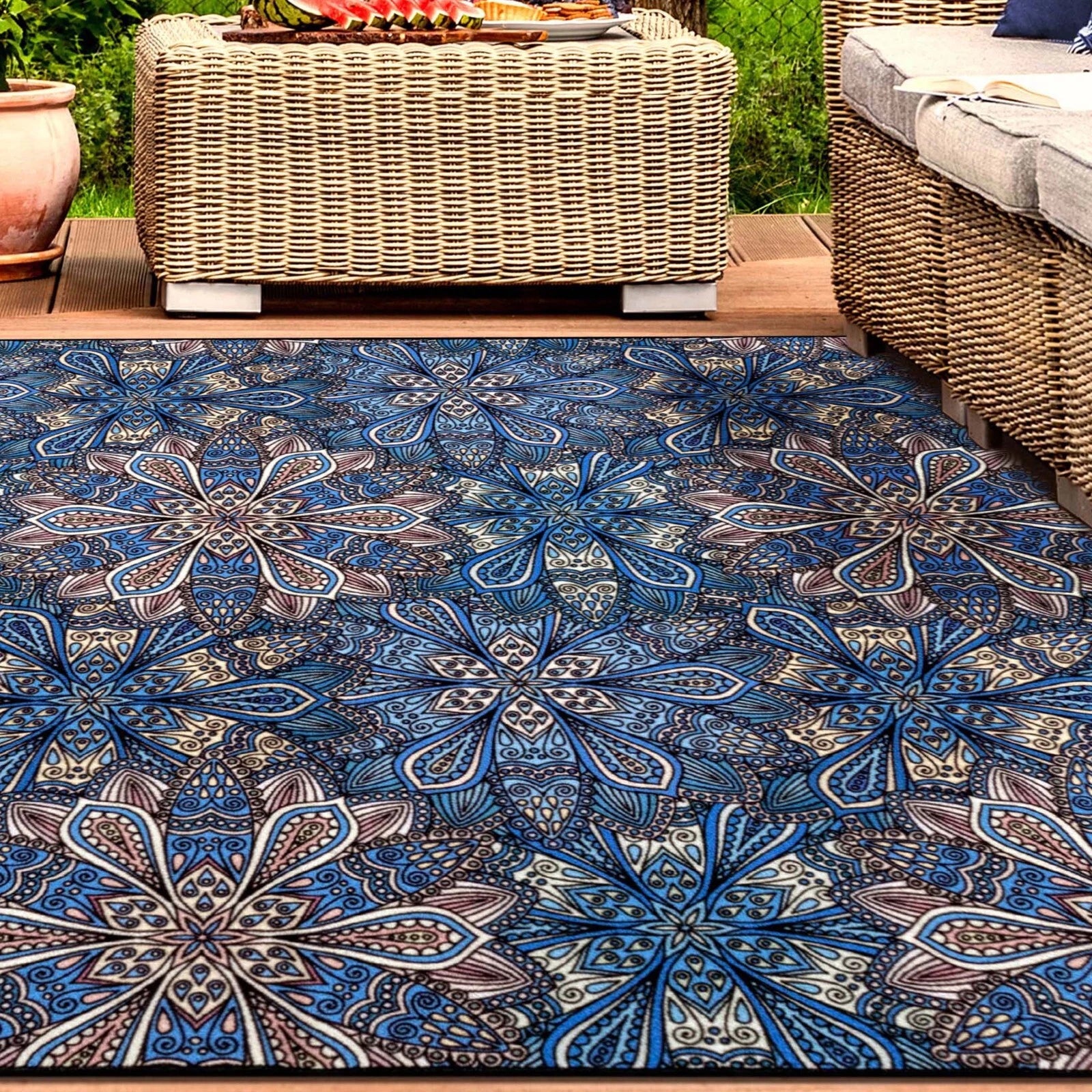 Cassidy Floral Bohemian Non-Slip Area Rugs Indoor Outdoor Rugs Or Runner Rug