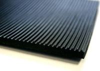 BLACK FINE RIBBED/FLUTED RUBBER MATTING 3MM & 6MM THICK ANTI SLIP VARIOUS SIZES