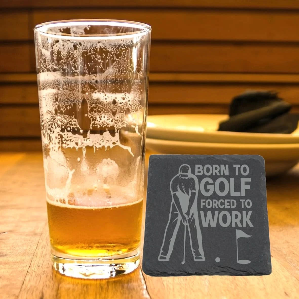 Slate Coasters Custom With Funny Golf Quote Drinks Mat Laser Engraved