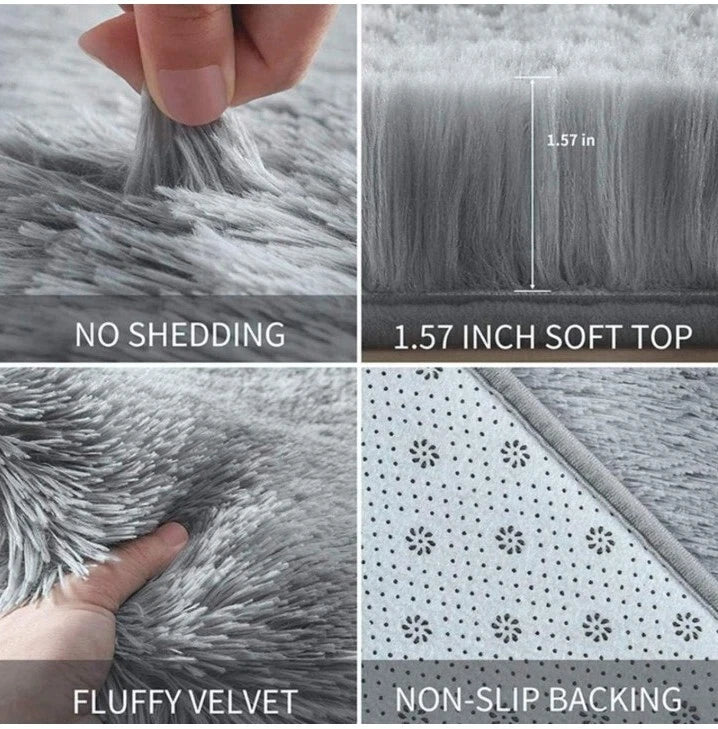 Anti-Slip Carpet Mat Living Room Accent Rugs, Fluffy Bedroom /Living Room Beige